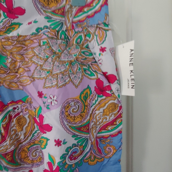 NWT Anne Klein Jeans Crop Wide Leg Palazzo Pants in Paisley Scarf Print - Size M - Picture 9 of 11
